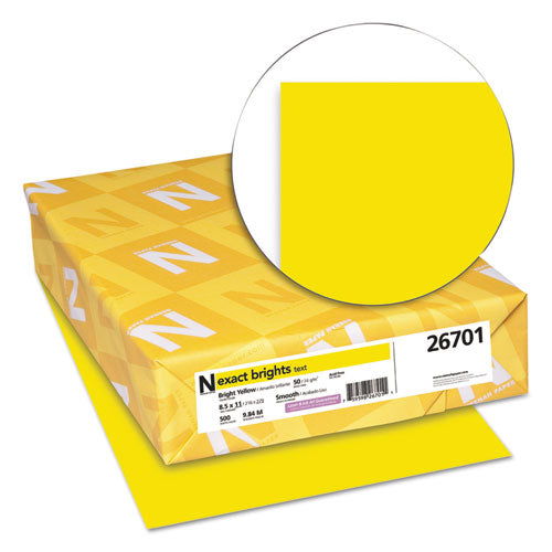 Neenah Paper wholesale. Exact Brights Paper, 20lb, 8.5 X 11, Bright Yellow, 500-ream. HSD Wholesale: Janitorial Supplies, Breakroom Supplies, Office Supplies.