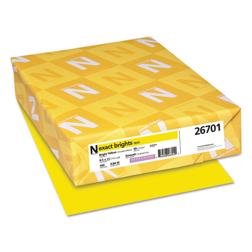 Neenah Paper wholesale. Exact Brights Paper, 20lb, 8.5 X 11, Bright Yellow, 500-ream. HSD Wholesale: Janitorial Supplies, Breakroom Supplies, Office Supplies.