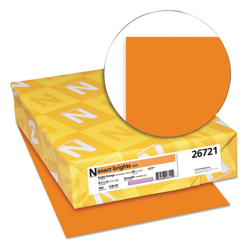 Neenah Paper wholesale. Exact Brights Paper, 20lb, 8.5 X 11, Bright Orange, 500-ream. HSD Wholesale: Janitorial Supplies, Breakroom Supplies, Office Supplies.