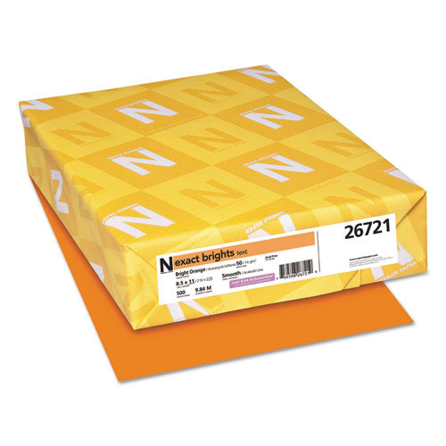 Neenah Paper wholesale. Exact Brights Paper, 20lb, 8.5 X 11, Bright Orange, 500-ream. HSD Wholesale: Janitorial Supplies, Breakroom Supplies, Office Supplies.