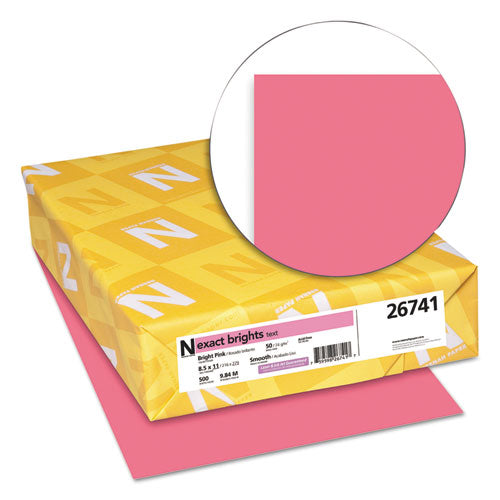 Neenah Paper wholesale. Exact Brights Paper, 20lb, 8.5 X 11, Bright Pink, 500-ream. HSD Wholesale: Janitorial Supplies, Breakroom Supplies, Office Supplies.