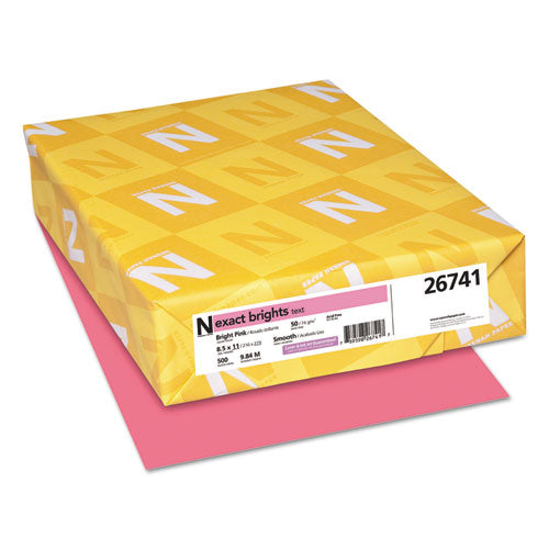 Neenah Paper wholesale. Exact Brights Paper, 20lb, 8.5 X 11, Bright Pink, 500-ream. HSD Wholesale: Janitorial Supplies, Breakroom Supplies, Office Supplies.