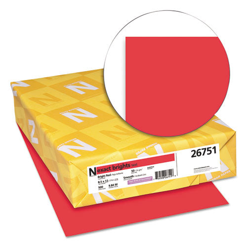 Neenah Paper wholesale. Exact Brights Paper, 20lb, 8.5 X 11, Bright Red, 500-ream. HSD Wholesale: Janitorial Supplies, Breakroom Supplies, Office Supplies.