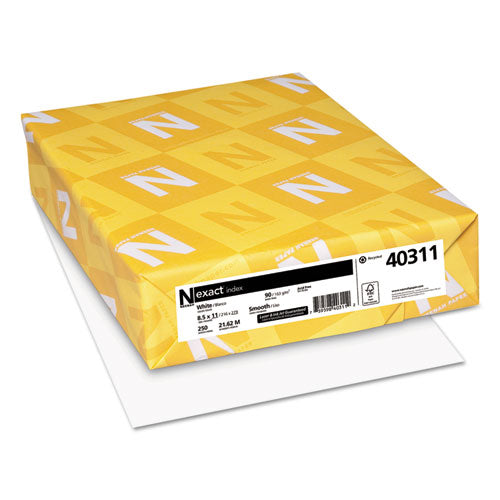 Neenah Paper wholesale. Exact Index Card Stock, 94 Bright, 90 Lb, 8.5 X 11, White, 250-pack. HSD Wholesale: Janitorial Supplies, Breakroom Supplies, Office Supplies.