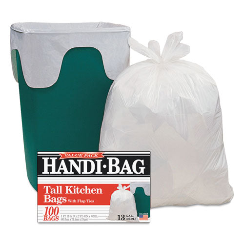 Handi-Bag® wholesale. Super Value Pack, 13 Gal, 0.6 Mil, 23.75" X 28", White, 600-carton. HSD Wholesale: Janitorial Supplies, Breakroom Supplies, Office Supplies.