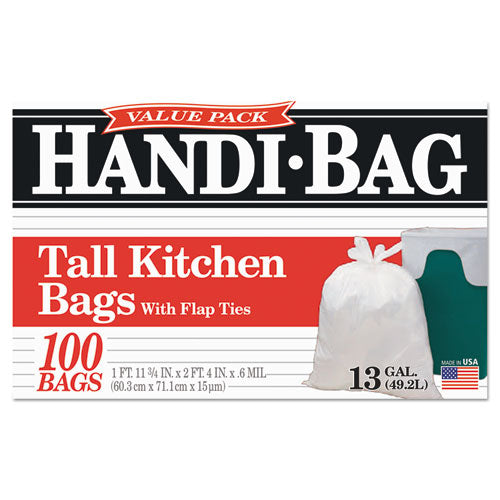 Handi-Bag® wholesale. Super Value Pack, 13 Gal, 0.6 Mil, 23.75" X 28", White, 100-box. HSD Wholesale: Janitorial Supplies, Breakroom Supplies, Office Supplies.