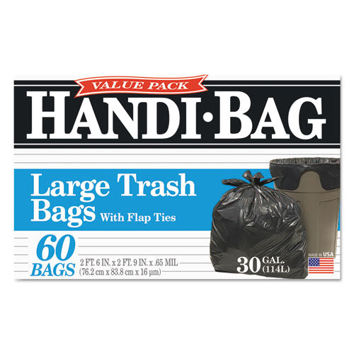 Handi-Bag® wholesale. Super Value Pack, 30 Gal, 0.65 Mil, 30" X 33", Black, 60-box. HSD Wholesale: Janitorial Supplies, Breakroom Supplies, Office Supplies.
