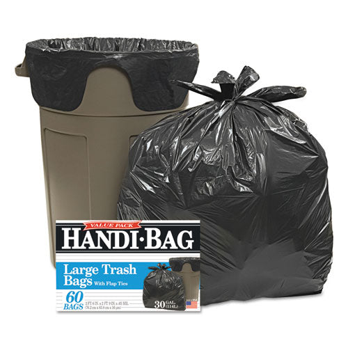Handi-Bag® wholesale. Super Value Pack, 30 Gal, 0.65 Mil, 30" X 33", Black, 60-box. HSD Wholesale: Janitorial Supplies, Breakroom Supplies, Office Supplies.