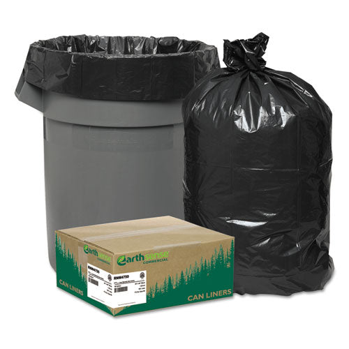 Earthsense® Commercial wholesale. Linear Low Density Recycled Can Liners, 56 Gal, 1.25 Mil, 43" X 48", Black, 100-carton. HSD Wholesale: Janitorial Supplies, Breakroom Supplies, Office Supplies.