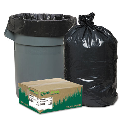 Earthsense® Commercial wholesale. Linear Low Density Recycled Can Liners, 60 Gal, 1.25 Mil, 38" X 58", Black, 100-carton. HSD Wholesale: Janitorial Supplies, Breakroom Supplies, Office Supplies.