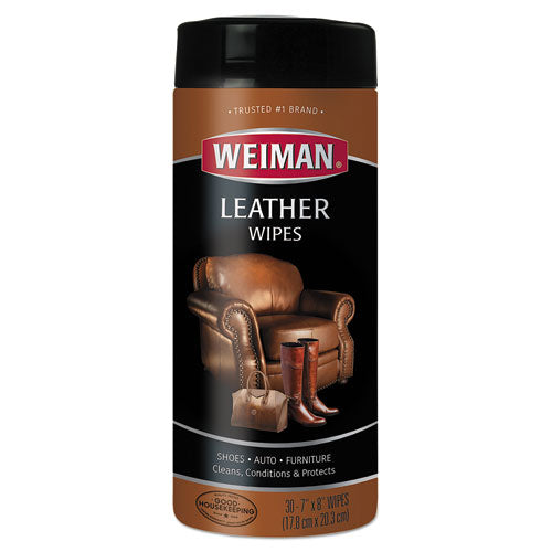 WEIMAN® wholesale. Leather Wipes, 7 X 8, 30-canister, 4 Canisters-carton. HSD Wholesale: Janitorial Supplies, Breakroom Supplies, Office Supplies.