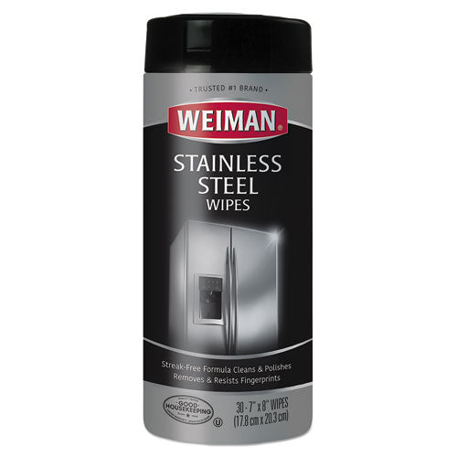 WEIMAN® wholesale. Stainless Steel Wipes, 7 X 8, 30-canister. HSD Wholesale: Janitorial Supplies, Breakroom Supplies, Office Supplies.