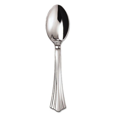 WNA wholesale. Heavyweight Plastic Spoons, Silver, 6 1-4