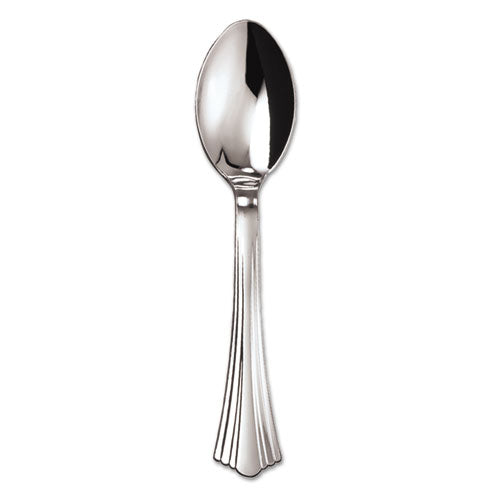 WNA wholesale. Heavyweight Plastic Spoons, Silver, 6 1-4", Reflections Design, 600-carton. HSD Wholesale: Janitorial Supplies, Breakroom Supplies, Office Supplies.