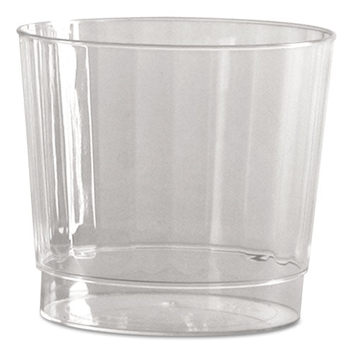 WNA wholesale. Classic Crystal Plastic Tumblers, 9 Oz., Clear, Fluted, Rocks Squat, 12-pack. HSD Wholesale: Janitorial Supplies, Breakroom Supplies, Office Supplies.