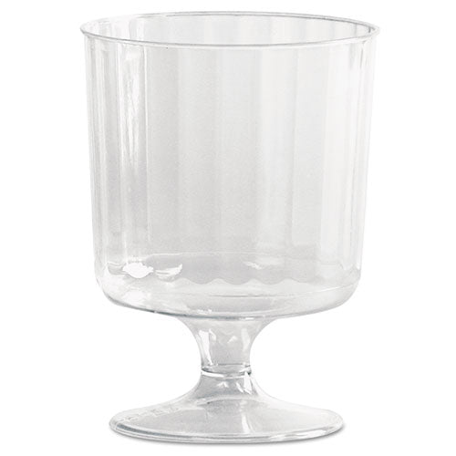 WNA wholesale. Classic Crystal Plastic Wine Glasses On Pedestals, 5 Oz., Clear, Fluted, 10-pack. HSD Wholesale: Janitorial Supplies, Breakroom Supplies, Office Supplies.