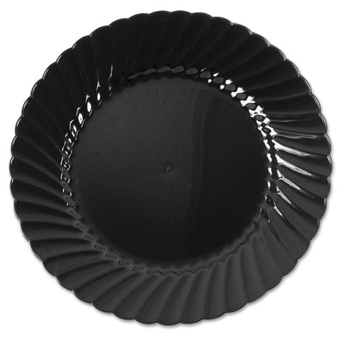 WNA wholesale. Classicware Plastic Plates, 6" Dia., Black, Round, 10 Plates-pack. HSD Wholesale: Janitorial Supplies, Breakroom Supplies, Office Supplies.
