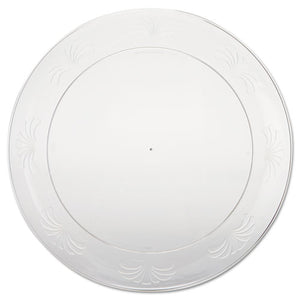 WNA wholesale. Designerware Plastic Plates, 9 Inches, Clear, Round. HSD Wholesale: Janitorial Supplies, Breakroom Supplies, Office Supplies.