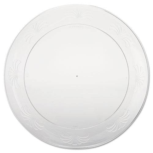 WNA wholesale. Designerware Plastic Plates, 9 Inches, Clear, Round. HSD Wholesale: Janitorial Supplies, Breakroom Supplies, Office Supplies.