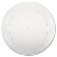 WNA wholesale. Designerware Plastic Plates, 9 Inches, Clear, Round. HSD Wholesale: Janitorial Supplies, Breakroom Supplies, Office Supplies.