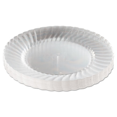 WNA wholesale. Classicware Plastic Plates, 9" Dia., Clear, 12 Plates-pack, 15 Packs-carton. HSD Wholesale: Janitorial Supplies, Breakroom Supplies, Office Supplies.