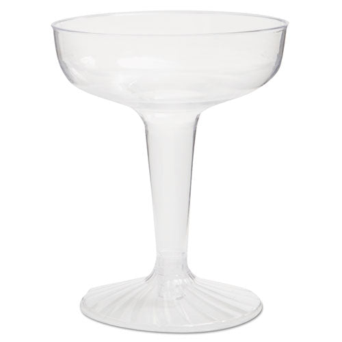 WNA wholesale. Comet Plastic Champagne Glasses, 4 Oz., Clear, Two-piece Construction, 25-pack. HSD Wholesale: Janitorial Supplies, Breakroom Supplies, Office Supplies.