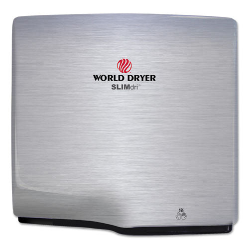 WORLD DRYER® wholesale. Slimdri Hand Dryer, Stainless Steel, Brushed. HSD Wholesale: Janitorial Supplies, Breakroom Supplies, Office Supplies.