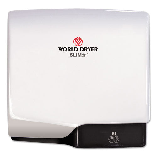 WORLD DRYER® wholesale. Slimdri Hand Dryer, Aluminum, White. HSD Wholesale: Janitorial Supplies, Breakroom Supplies, Office Supplies.
