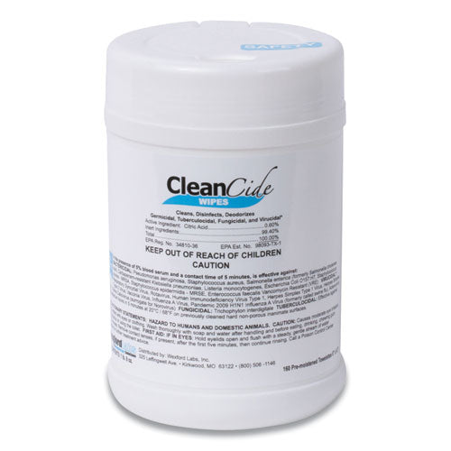 Wexford Labs wholesale. Cleancide Disinfecting Wipes, Fresh Scent, 6.5 X 6, 160-canister. HSD Wholesale: Janitorial Supplies, Breakroom Supplies, Office Supplies.