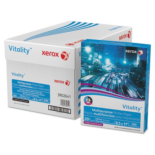 xerox™ wholesale. XEROX Vitality Multipurpose Print Paper, 92 Bright, 3-hole, 20 Lb, 8.5 X 11, 500 Sheets-ream, 10 Reams-carton. HSD Wholesale: Janitorial Supplies, Breakroom Supplies, Office Supplies.