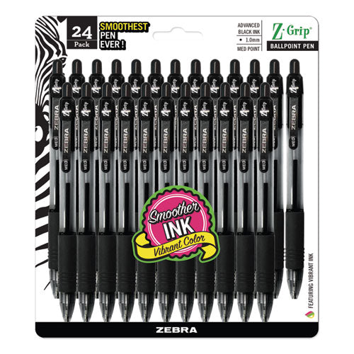Zebra® wholesale. Zebra® Z-grip Retractable Ballpoint Pen, Medium 1 Mm, Black Ink, Clear Barrel, 24-pack. HSD Wholesale: Janitorial Supplies, Breakroom Supplies, Office Supplies.