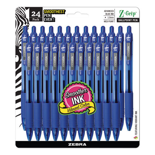 Zebra® wholesale. Zebra® Z-grip Retractable Ballpoint Pen, Medium 1 Mm, Blue Ink, Clear Barrel, 24-pack. HSD Wholesale: Janitorial Supplies, Breakroom Supplies, Office Supplies.