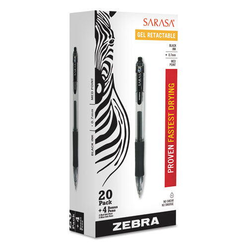 Zebra® wholesale. Zebra® Sarasa Dry Gel X20 Retractable Gel Pen Value Pack, Medium 0.7mm, Black Ink, Smoke Barrel, 24-box. HSD Wholesale: Janitorial Supplies, Breakroom Supplies, Office Supplies.