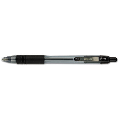 Zebra® wholesale. Zebra® Z-grip Retractable Ballpoint Pen, Medium 1 Mm, Black Ink, Clear Barrel, Dozen. HSD Wholesale: Janitorial Supplies, Breakroom Supplies, Office Supplies.