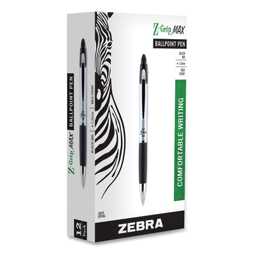 Zebra® wholesale. Zebra® Z-grip Max Retractable Ballpoint Pen, 1mm, Black Ink, Silver Barrel, Dozen. HSD Wholesale: Janitorial Supplies, Breakroom Supplies, Office Supplies.