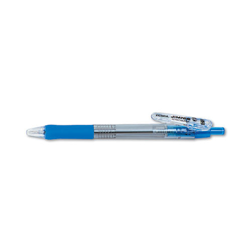 Zebra® wholesale. Zebra® Eco Jimnie Clip Retractable Ballpoint Pen, 1mm, Blue Ink, Translucent Blue Barrel, Dozen. HSD Wholesale: Janitorial Supplies, Breakroom Supplies, Office Supplies.