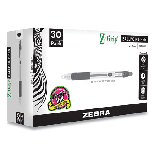 Z-grip Ballpoint Pen, Retractable, Medium 0.7 Mm, Black Ink, Black Tinted Barrel, 30-pack