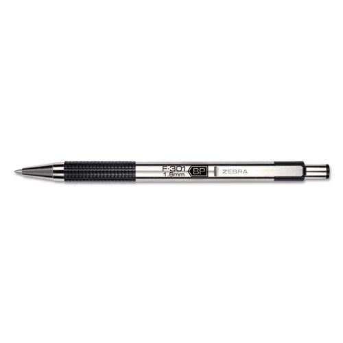 Zebra® wholesale. Zebra® F-301 Retractable Ballpoint Pen, 1.6 Mm, Black Ink, Stainless Steel-black Barrel, Dozen. HSD Wholesale: Janitorial Supplies, Breakroom Supplies, Office Supplies.