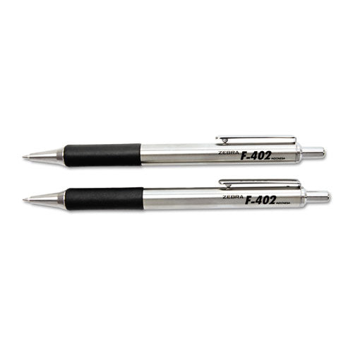 Zebra® wholesale. Zebra® F-402 Retractable Ballpoint Pen, 0.7mm, Black Ink, Steel-black Barrel, 2-pack. HSD Wholesale: Janitorial Supplies, Breakroom Supplies, Office Supplies.