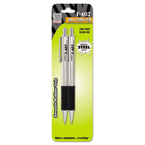 Zebra® wholesale. Zebra® F-402 Retractable Ballpoint Pen, 0.7mm, Black Ink, Steel-black Barrel, 2-pack. HSD Wholesale: Janitorial Supplies, Breakroom Supplies, Office Supplies.