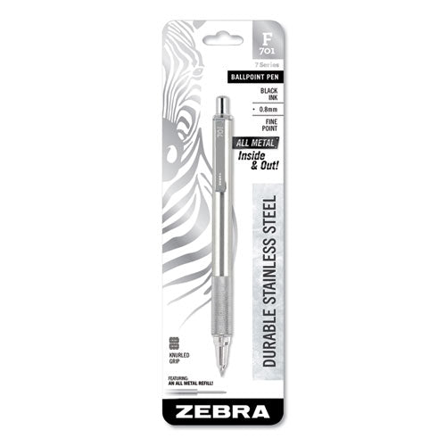 Zebra® wholesale. Zebra® F-701 Retractable Ballpoint Pen, 0.7mm, Black Ink, Stainless Steel-black Barrel. HSD Wholesale: Janitorial Supplies, Breakroom Supplies, Office Supplies.