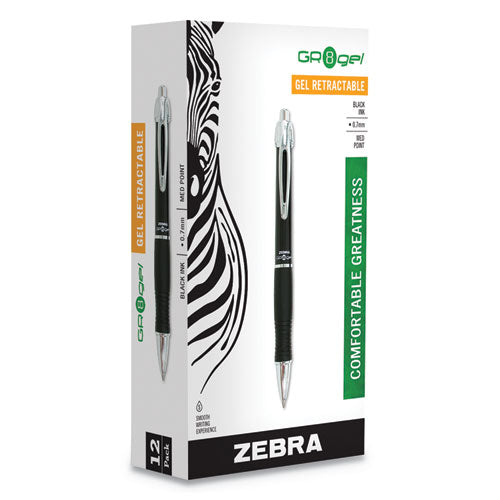 Zebra® wholesale. Zebra® Gr8 Retractable Gel Pen, Medium 0.7mm, Black Ink, Black-silver Barrel, Dozen. HSD Wholesale: Janitorial Supplies, Breakroom Supplies, Office Supplies.
