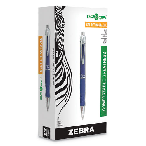 Zebra® wholesale. Zebra® Gr8 Retractable Gel Pen, Medium 0.7mm, Blue Ink, Blue-silver Barrel, Dozen. HSD Wholesale: Janitorial Supplies, Breakroom Supplies, Office Supplies.