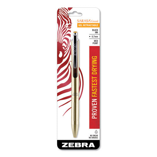 Zebra® wholesale. Zebra® Blister-carded Sarasa Grand Retractable Gel Pen, Fine 0.7mm, Black Ink, Gold Barrel. HSD Wholesale: Janitorial Supplies, Breakroom Supplies, Office Supplies.