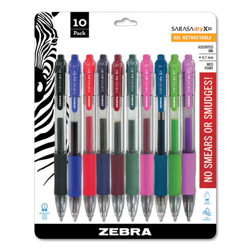 Zebra® wholesale. Zebra® Sarasa Dry Gel X20 Retractable Gel Pen, Medium 0.7mm, Assorted Ink-barrel, 10-pack. HSD Wholesale: Janitorial Supplies, Breakroom Supplies, Office Supplies.