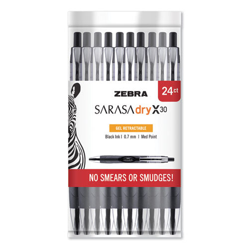 Zebra® wholesale. Zebra® Sarasa Dry Gel X30 Retractable Pen, Medium 0.7 Mm, Black Ink, Black Barrel. HSD Wholesale: Janitorial Supplies, Breakroom Supplies, Office Supplies.