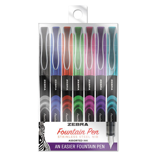 Zebra® wholesale. Zebra® Fountain Pen, Fine 0.6mm, Assorted Ink-barrel, 7-set. HSD Wholesale: Janitorial Supplies, Breakroom Supplies, Office Supplies.