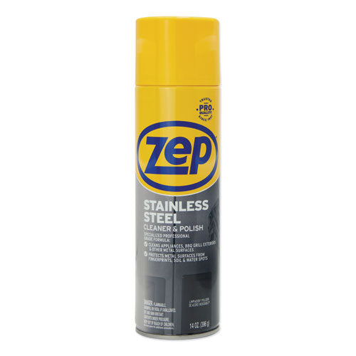 Zep Commercial® wholesale. Stainless Steel Polish, 14 Oz Aerosol Spray, 12-carton. HSD Wholesale: Janitorial Supplies, Breakroom Supplies, Office Supplies.