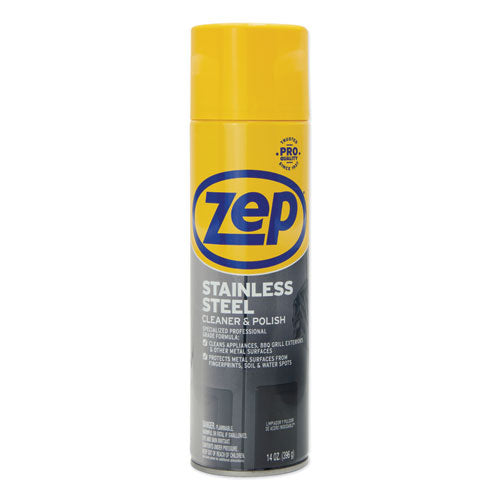 Zep Commercial® wholesale. Stainless Steel Polish, 14 Oz Aerosol Spray. HSD Wholesale: Janitorial Supplies, Breakroom Supplies, Office Supplies.